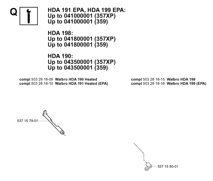 Service Updates 3 Diagram and Parts List for 357XP 20041800001-20050600000 Husqvarna Chainsaw