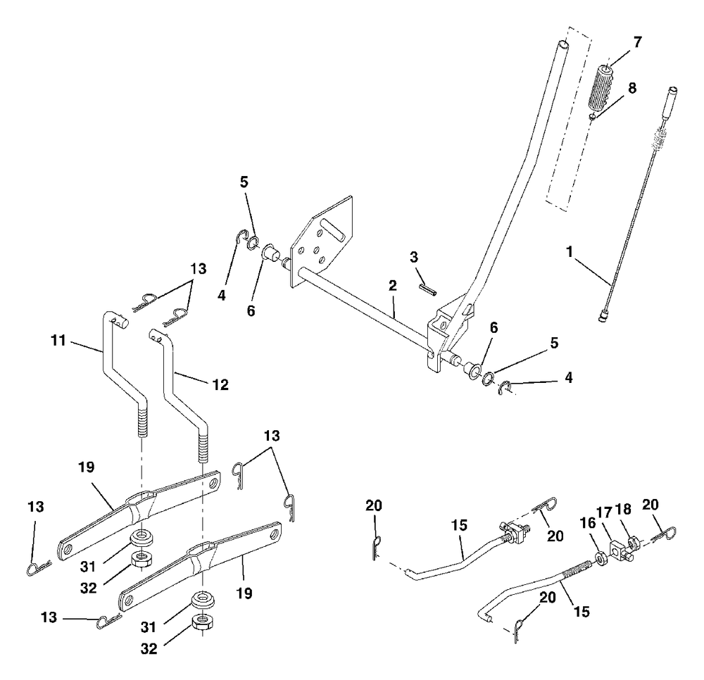 Mower Lift Diagram and Parts List for LT1538 (954569776-A)(2002-11) Husqvarna Lawn Tractor
