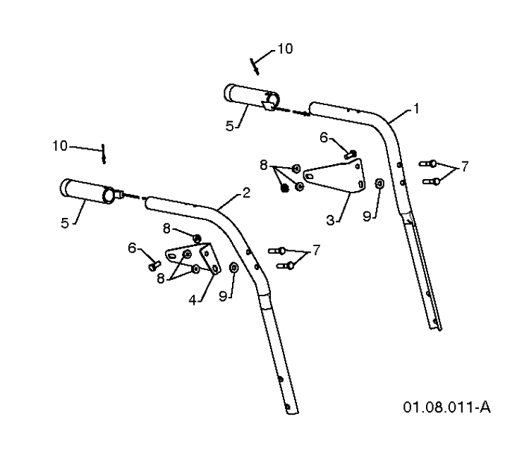 Handle 4 Diagram and Parts List for 14527XLS (96193006101)(2010-08) Husqvarna Snow Blower