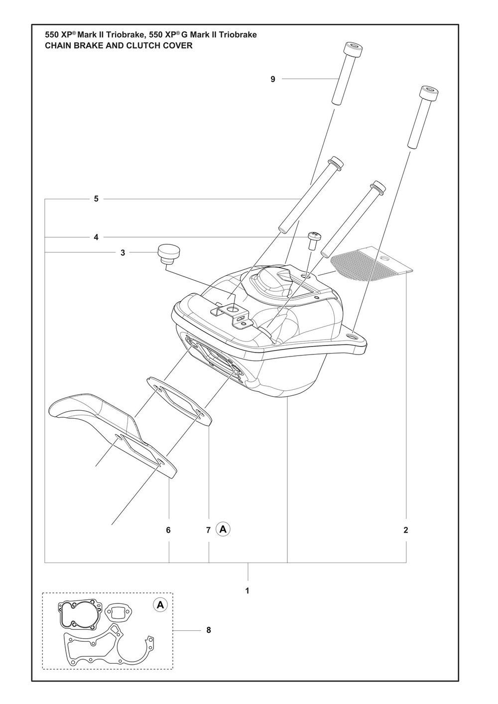 Muffler Diagram and Parts List for 550XPMARKIITRIOBRAKE  Husqvarna Chainsaw