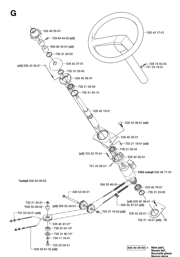 Steering Diagram and Parts List for PR18AWD (953536601)(2005-03) Husqvarna Lawn Mower