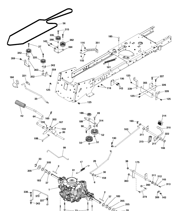 Drive Diagram and Parts List for TC139T (96051014501)(2017-08) Husqvarna Lawn Tractor