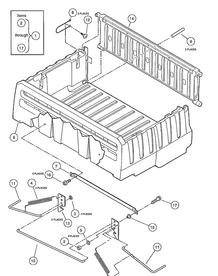 Cargo Bed Diagram and Parts List for HUV4210GXP 2005-06 Husqvarna Lawn Tractor