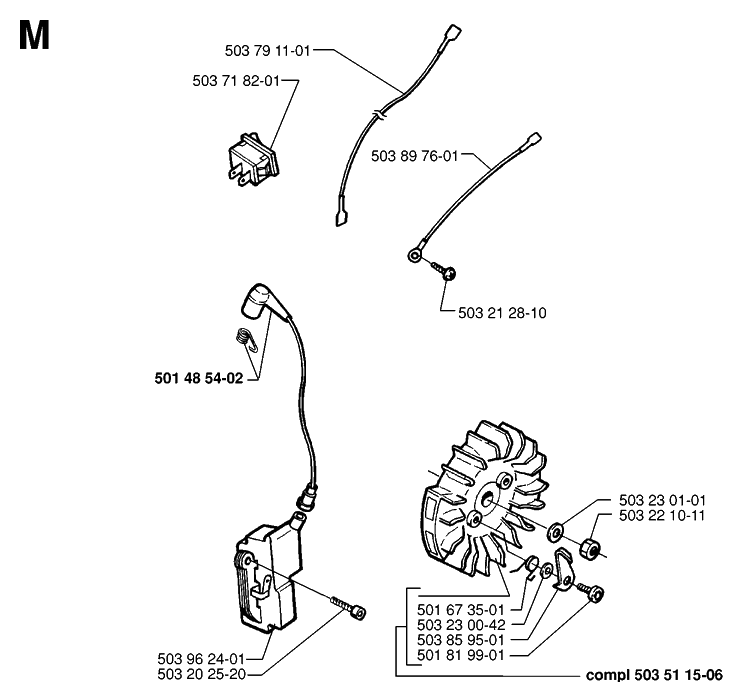Ignition System 2 Diagram and Parts List for 365 19974900001-19991400000 Husqvarna Chainsaw