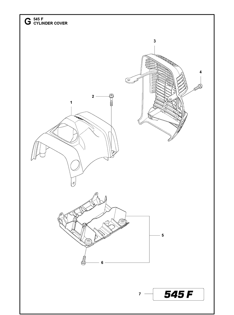 Cylinder Cover Diagram and Parts List for 545F  Husqvarna Brush Cutter