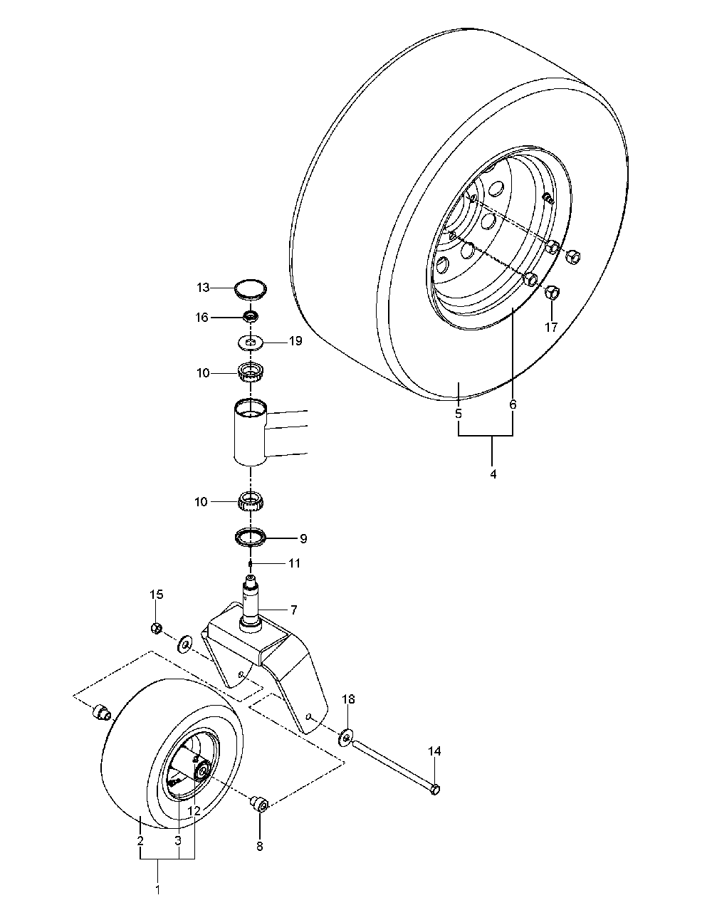 Wheels And Tires Diagram and Parts List for P-ZT4822CA (966663801)(2011-11) Husqvarna Lawn Tractor