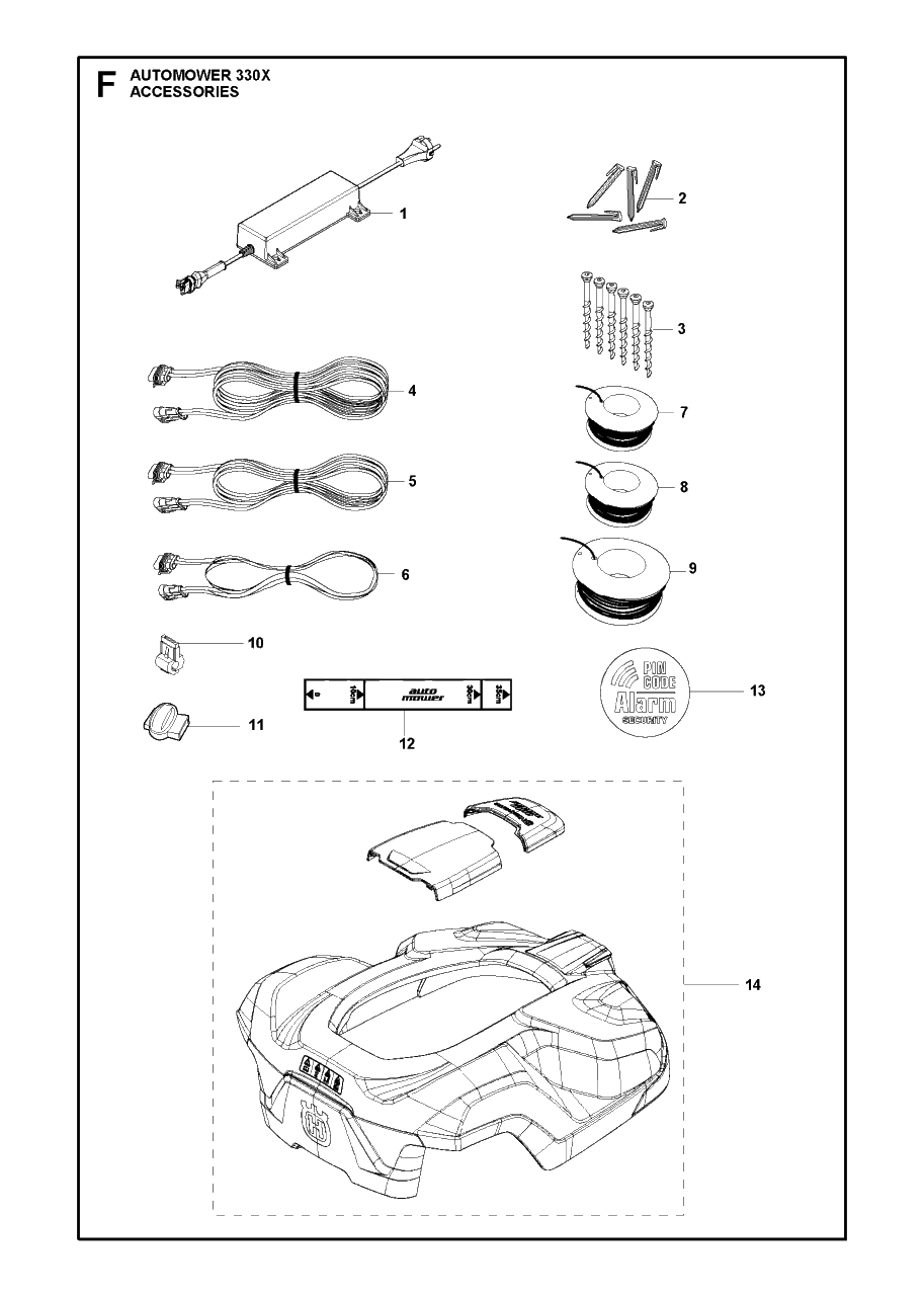 Accessories 2 Diagram and Parts List for 330X 2013-06 Husqvarna Lawn Mower