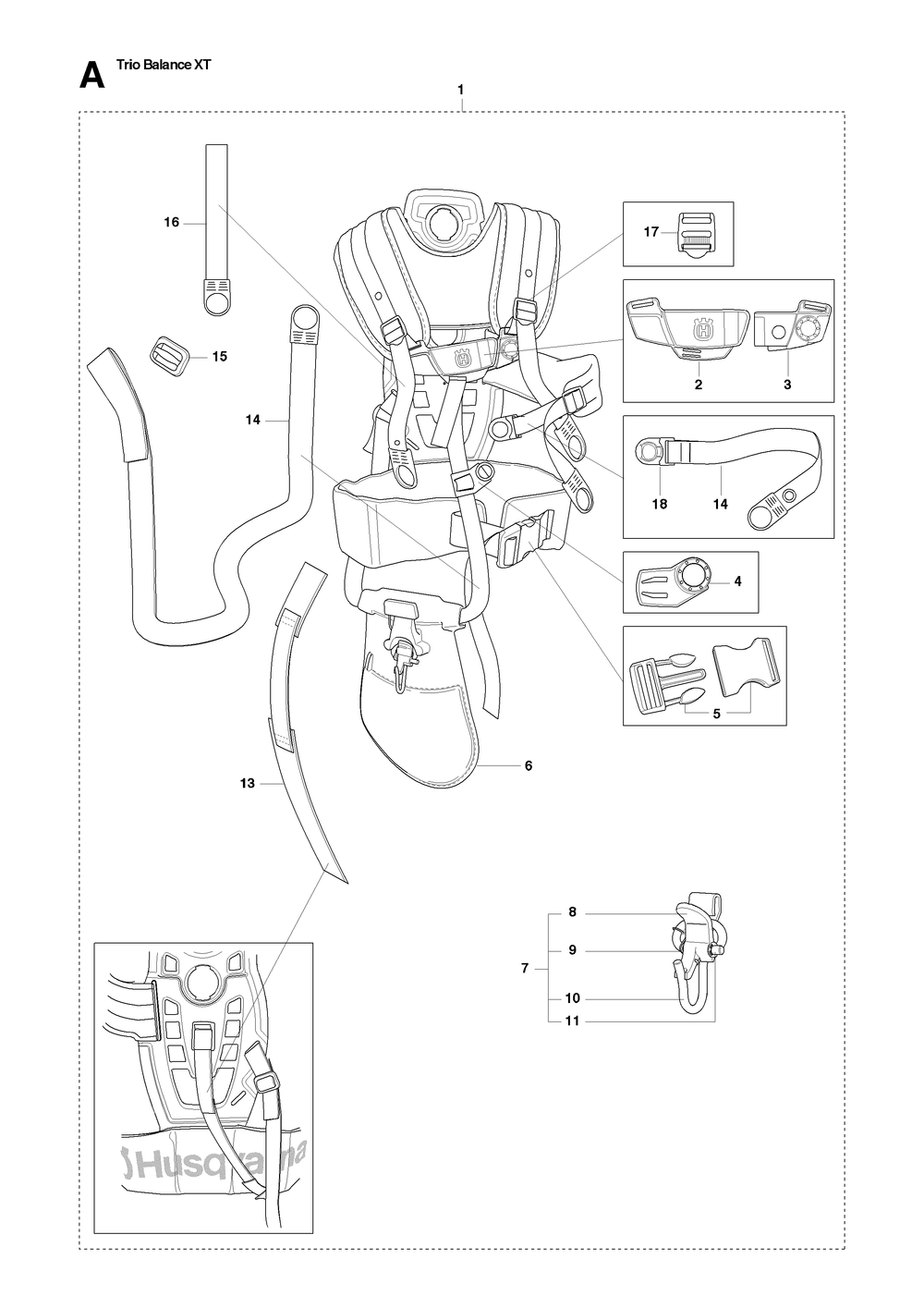 Harness Diagram and Parts List for XT 2009-01 Husqvarna Workwear
