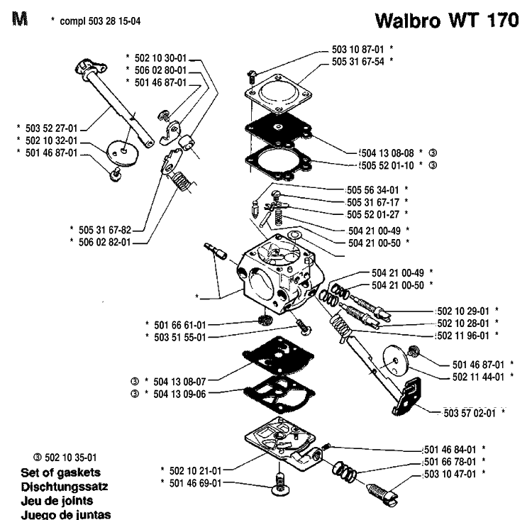Carburetor Details 2 Diagram and Parts List for 55 19914000001-19942300000 Husqvarna Chainsaw