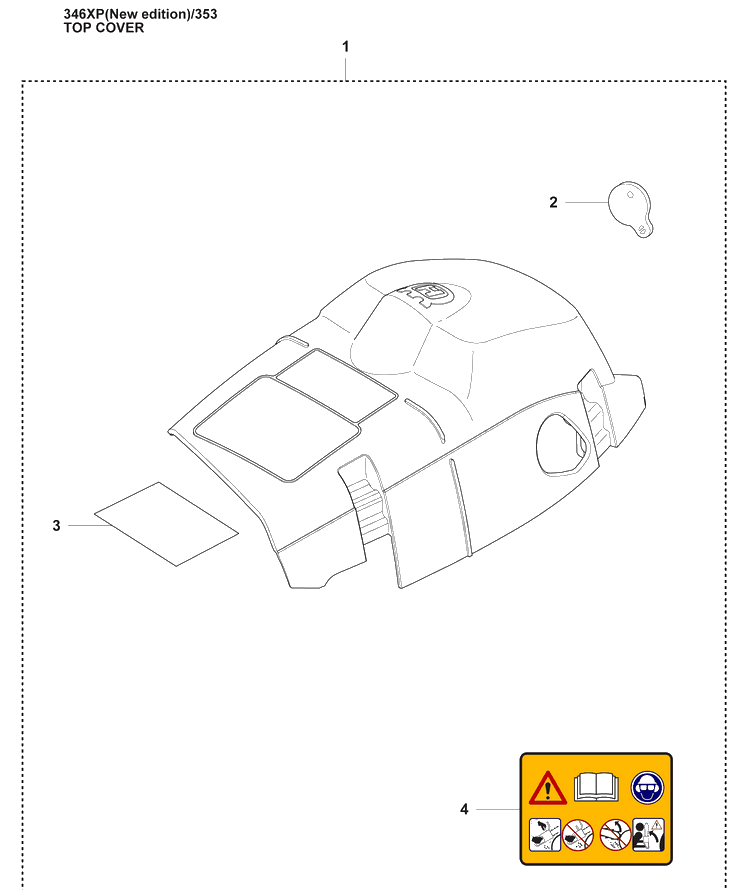 Top Cover (Ne) Diagram and Parts List for 353 2009-02 Husqvarna Chainsaw