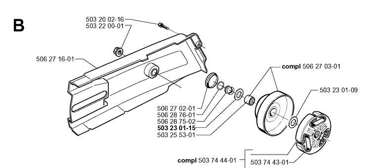 Clutch Diagram and Parts List for 371K 1999-04 Husqvarna Lawn Tractor Accessories
