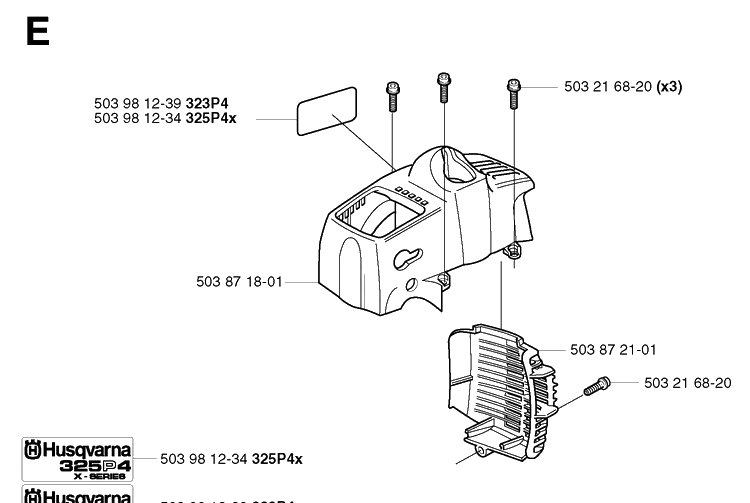 Cylinder Cover Diagram and Parts List for 323P 20020100001-20021800000 Husqvarna Pole Saw