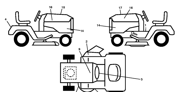 Decals Diagram and Parts List for YTH24K48 (96045003601)(2012-11) Husqvarna Lawn Tractor