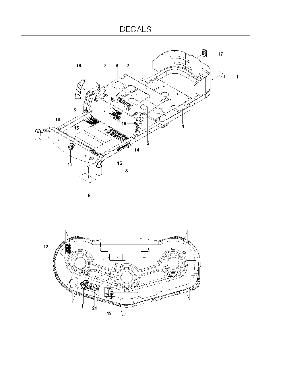 Decals Diagram and Parts List for EZC4824BF (966047501)(2010-05) Husqvarna Lawn Tractor