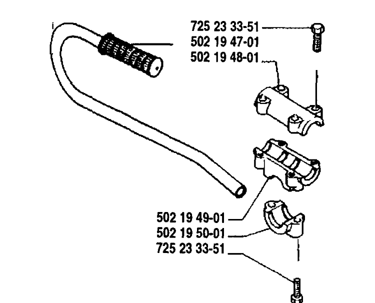 Handle Assembly Diagram and Parts List for 25RD 1989-10 Husqvarna Brush Cutter