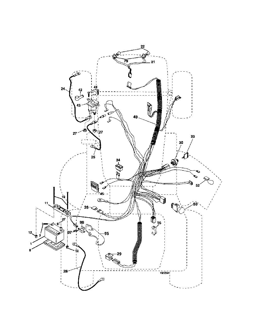 Electrical Diagram and Parts List for 917279090  Husqvarna Lawn Tractor