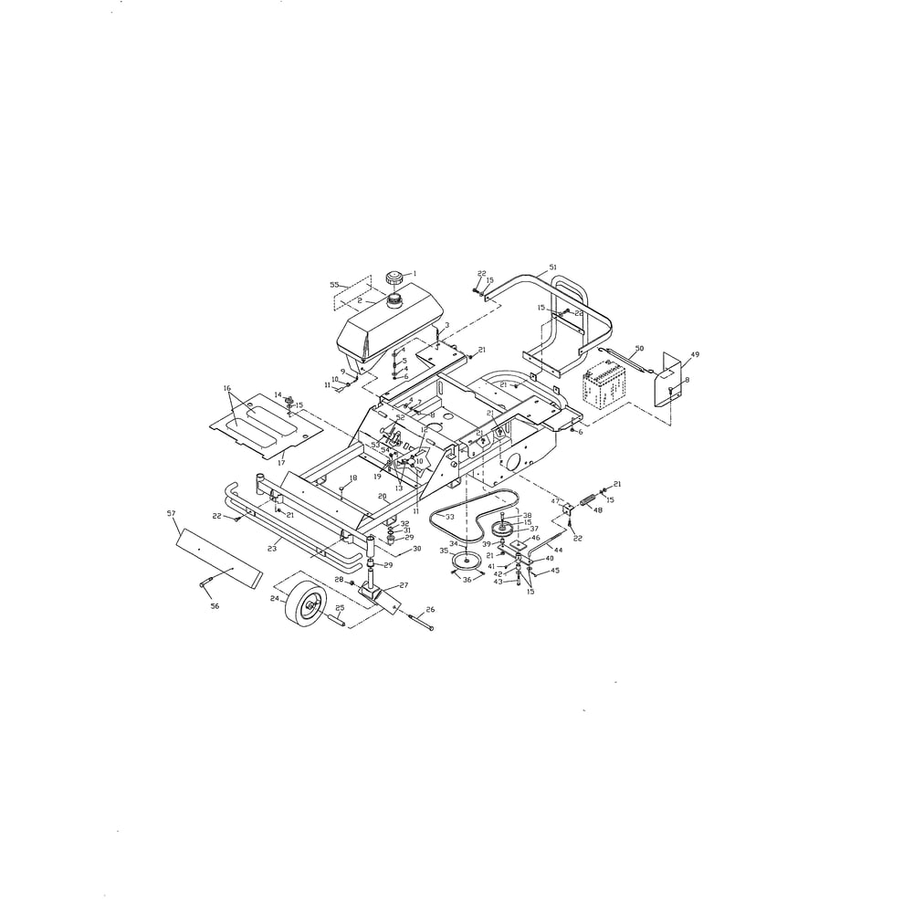 Main Frame Diagram and Parts List for ZTHQL4221A 968999172 Husqvarna Lawn Tractor