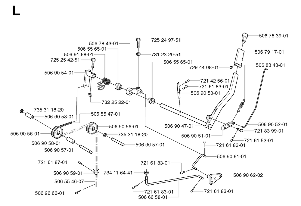 Controls Diagram and Parts List for R11BIO 2003-01 Husqvarna Lawn Tractor