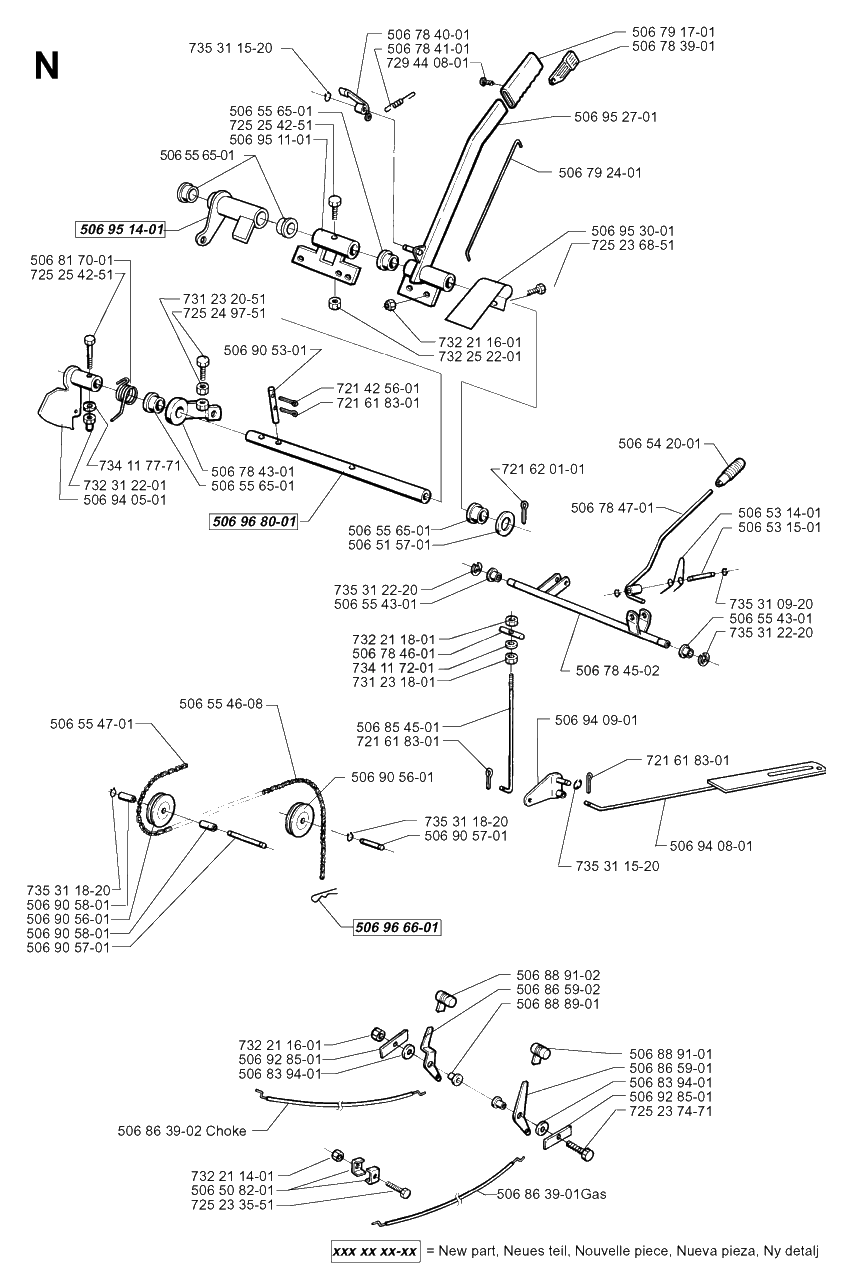 Controls Diagram and Parts List for PF1200 1998-03 Husqvarna Lawn Tractor