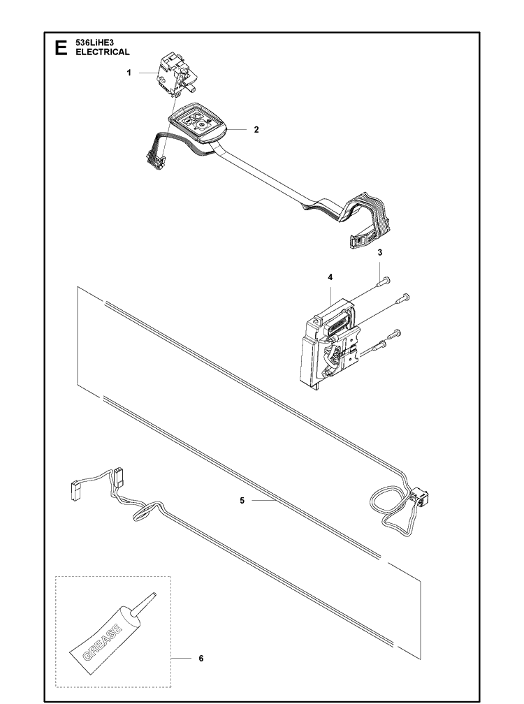 Electrical Diagram and Parts List for 536LIHE3 2016-09 Husqvarna Hedge Trimmer