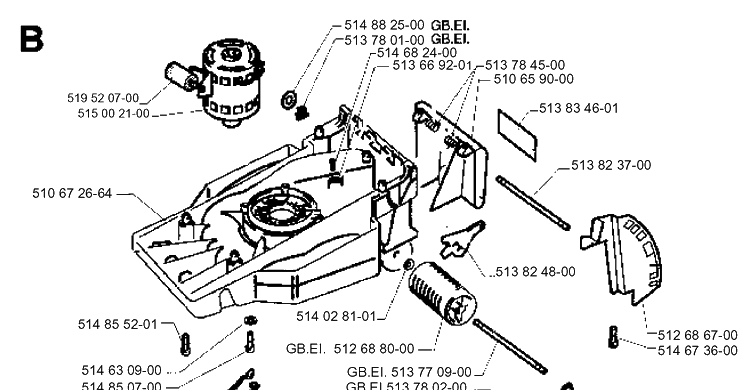 Motor Diagram and Parts List for 43EL ROYAL Husqvarna Lawn Mower
