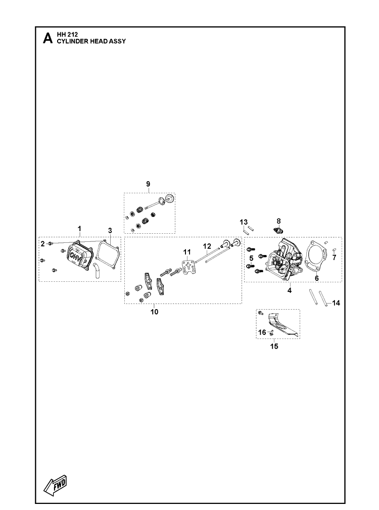 Cylinder Head Diagram and Parts List for 598609601 2021-07 Husqvarna Engine