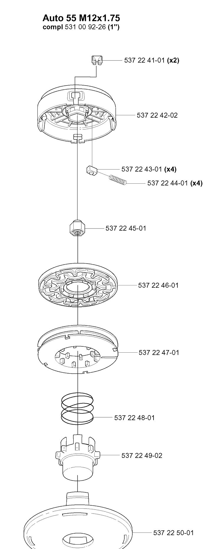 Trimmer Head 2 Diagram and Parts List for 20050100001-CURRENT  Husqvarna Edger