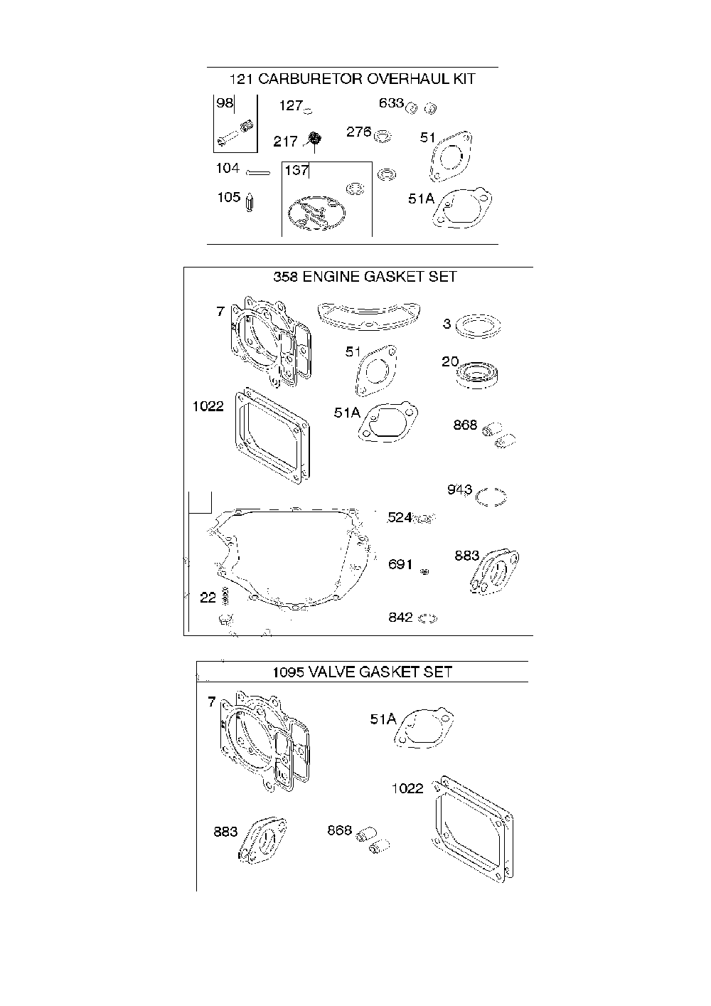 Carburetor overhaul kit/engine/valve gasket sets Diagram and Parts List for 967271501-00  Husqvarna Lawn Mower