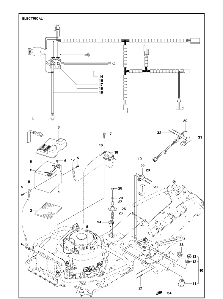 Electrical Diagram and Parts List for R320 AWD Husqvarna Lawn Mower