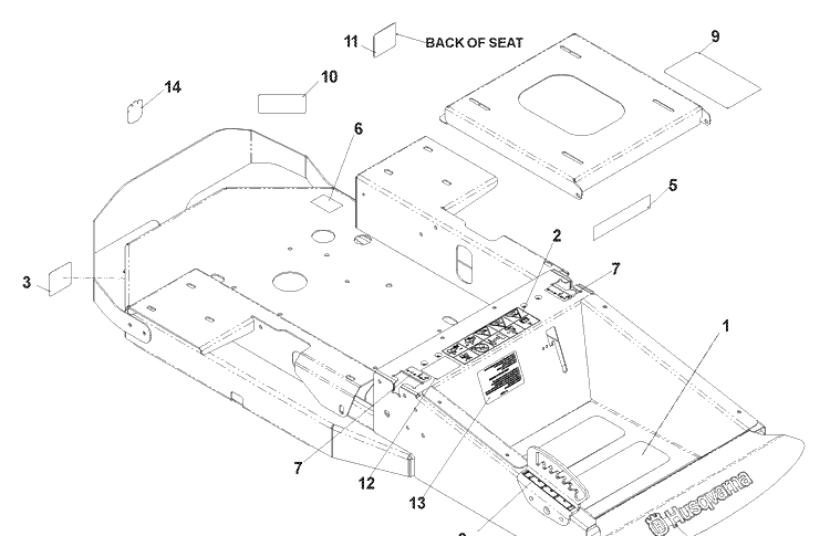 Decal Placement Diagram and Parts List for CZ4818 (968999276)(2004-09) Husqvarna Lawn Mower