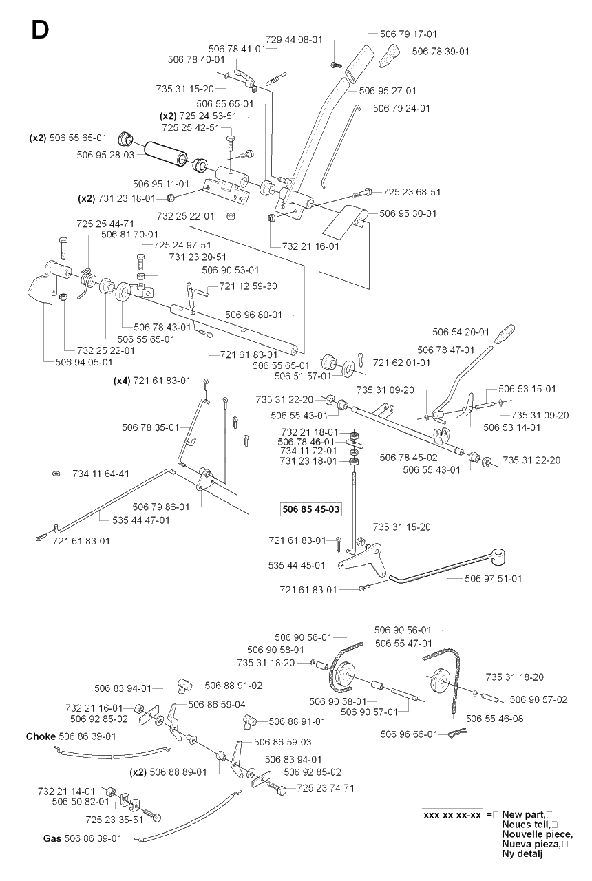 Controls Diagram and Parts List for R18PRO (953521901)(2007-03) Husqvarna Lawn Tractor