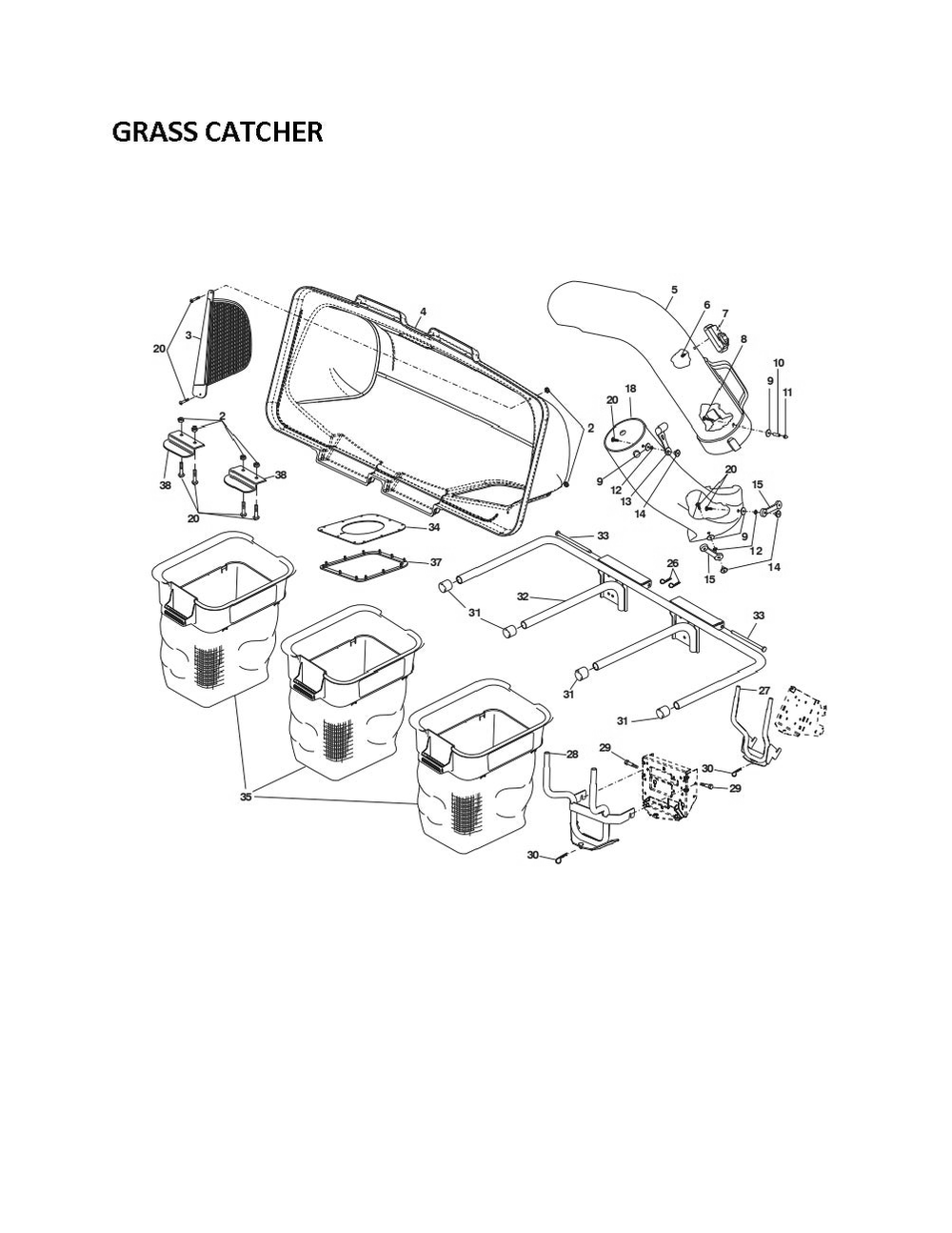 Bagger Diagram and Parts List for COLLECTOR3BAG  Husqvarna Lawn Tractor Accessories