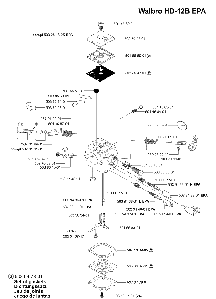 Carburetor Parts (Epa) Diagram and Parts List for 365EPA 2002-01 Husqvarna Chainsaw