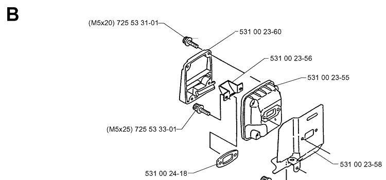 Muffler 2 Diagram and Parts List for 132R 19994000001-20050100000 Husqvarna Brush Cutter