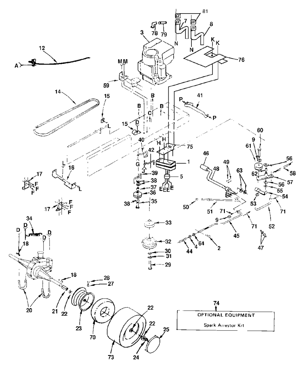 Drive (Part 1) Diagram and Parts List for YT161H (127589)(1990-11) Husqvarna Lawn Tractor