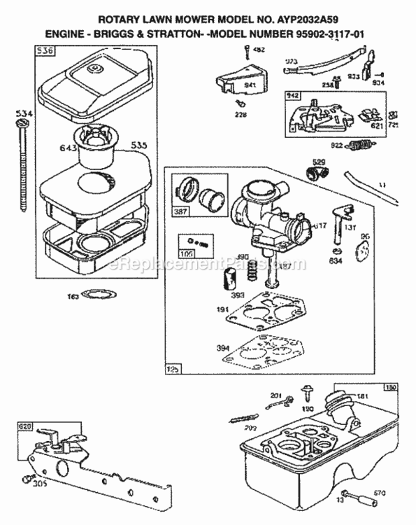 Page B Diagram and Parts List for 2032A59 1999 And Before Husqvarna Lawn Mower