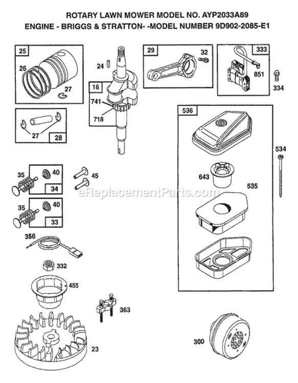 Page B Diagram and Parts List for 2033A89 1998 Husqvarna Lawn Mower