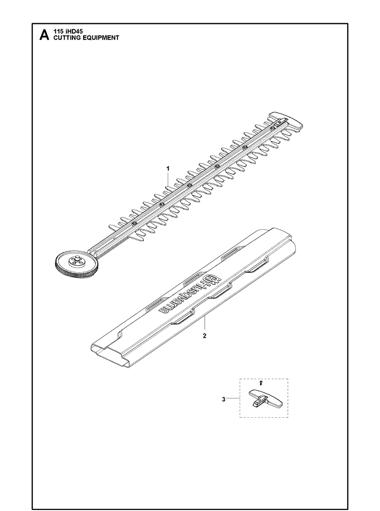 Cutting Equipment Diagram and Parts List for 115IHD45 (967098301)(967098303) Husqvarna Hedge Trimmer