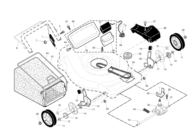 Drive Diagram and Parts List for XT722FE (96143006101)(2010-09) Husqvarna Lawn Mower