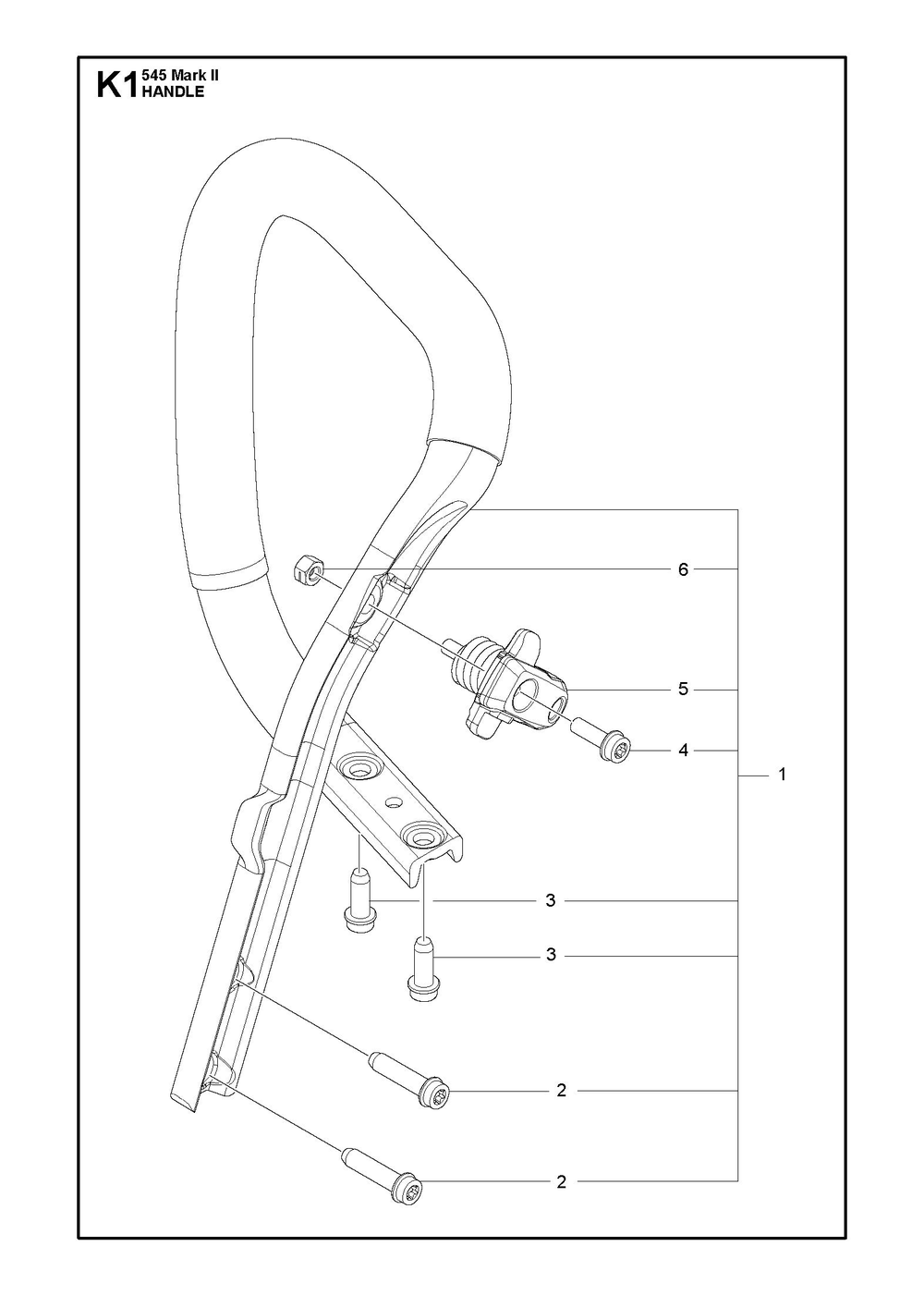 Handle Diagram and Parts List for 545GMARKII  Husqvarna Chainsaw