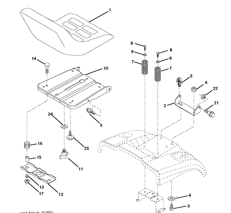 Seat Diagram and Parts List for CTH150-TWIN 2010-01 Husqvarna Lawn Tractor