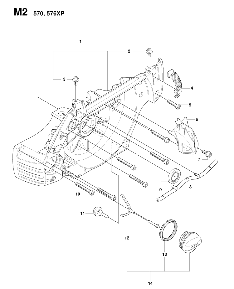 Crankcase Diagram and Parts List for 576XP-576XPEPA 20083100001-20100100000 Husqvarna Chainsaw