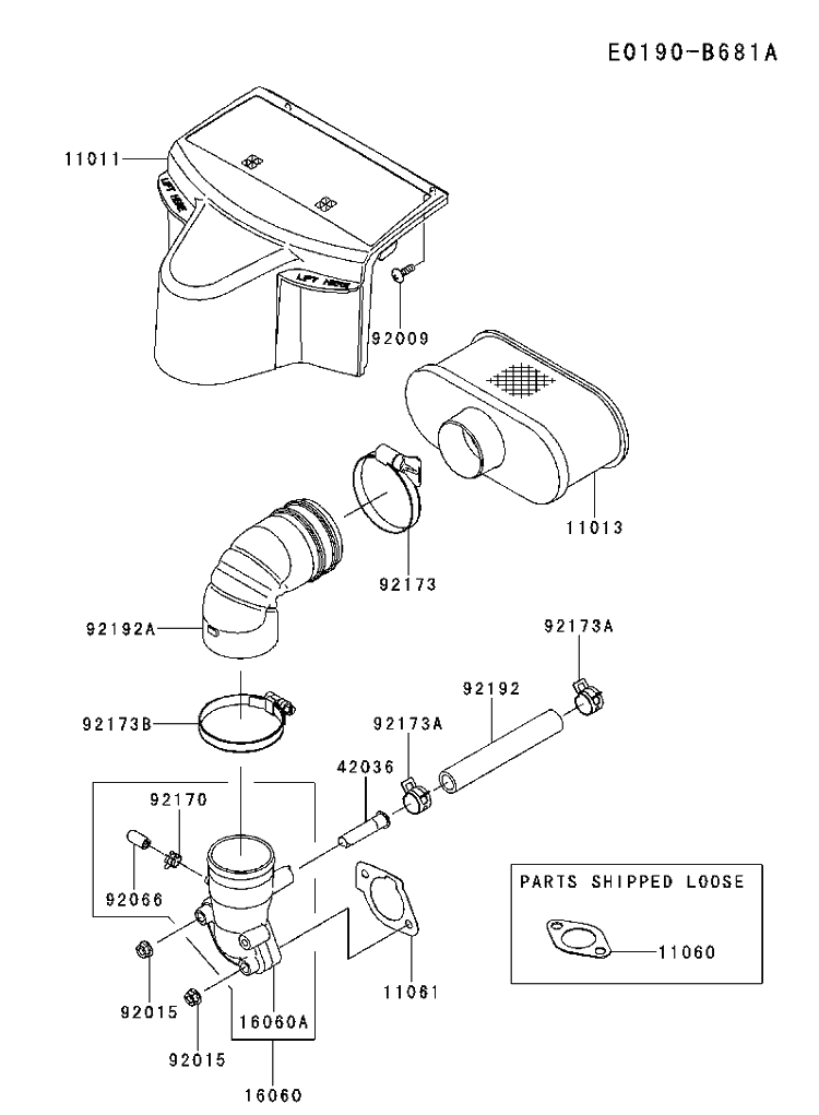 Air Filter And Muffler Diagram and Parts List for FR691V-AS29 2017-09 Husqvarna Engine