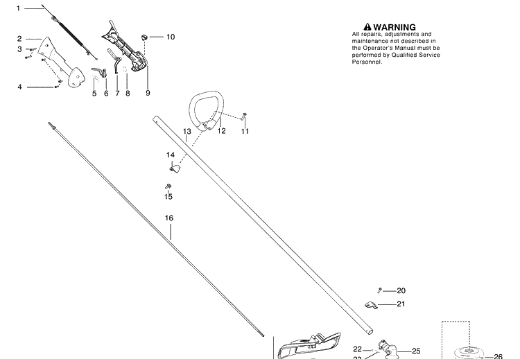 Handle And Controls Diagram and Parts List for 128L (545011599)(2009-08) Husqvarna Trimmer