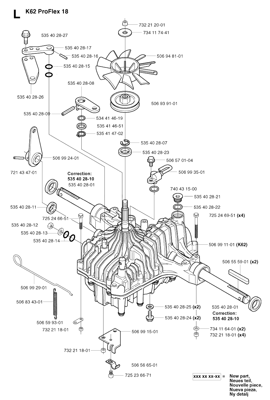 Transmission Diagram and Parts List for PF18 2003-02 Husqvarna Lawn Tractor