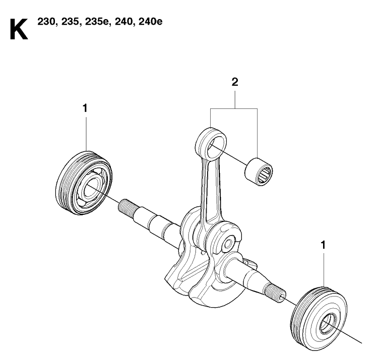 Crankshaft Diagram and Parts List for 240E 20091400001-20101400000 Husqvarna Chainsaw