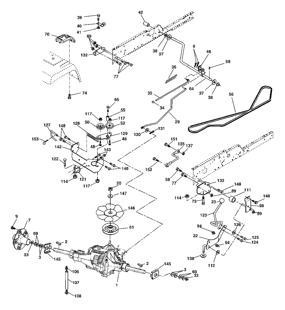 Ground Drive Diagram and Parts List for GTH2254XP (954571229-A)(2004-08) Husqvarna Lawn Tractor