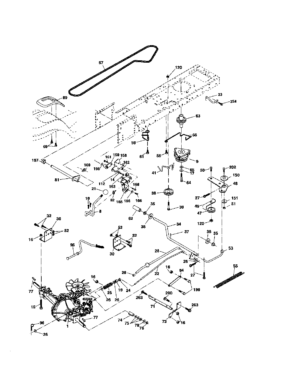 Drive Diagram and Parts List for 917279060  Husqvarna Lawn Tractor