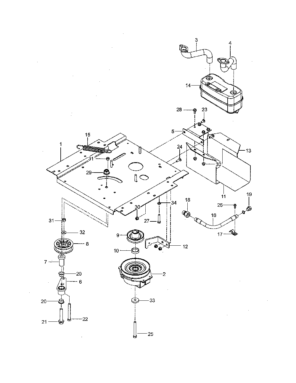 Engine mounting/guards/muffler Diagram and Parts List for 967271801-00  Husqvarna Lawn Mower