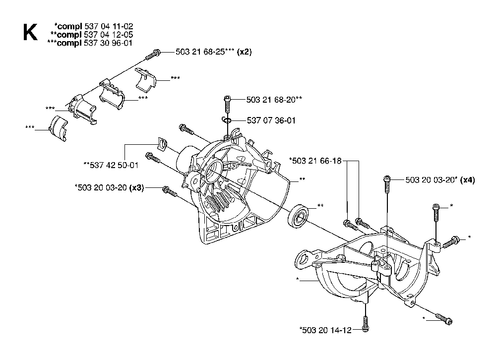 Clutch Cover Diagram and Parts List for 323P4 20062700001 Husqvarna Pole Saw